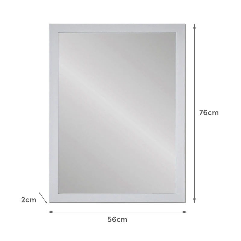 Espejo de pared rectangular con marco blanco de plástico de 76x56 cm