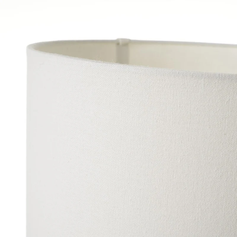 Lámpara de mesa trípode en bambú natural y pantalla lino blanco de 30x55 cm