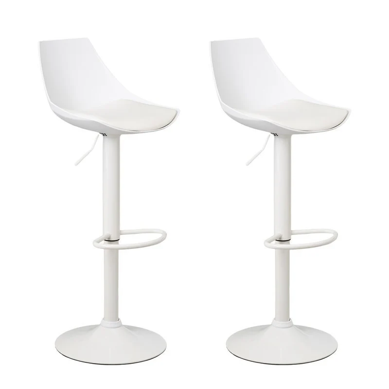 2 taburetes de cocina regulables en altura blancos con respaldo alto