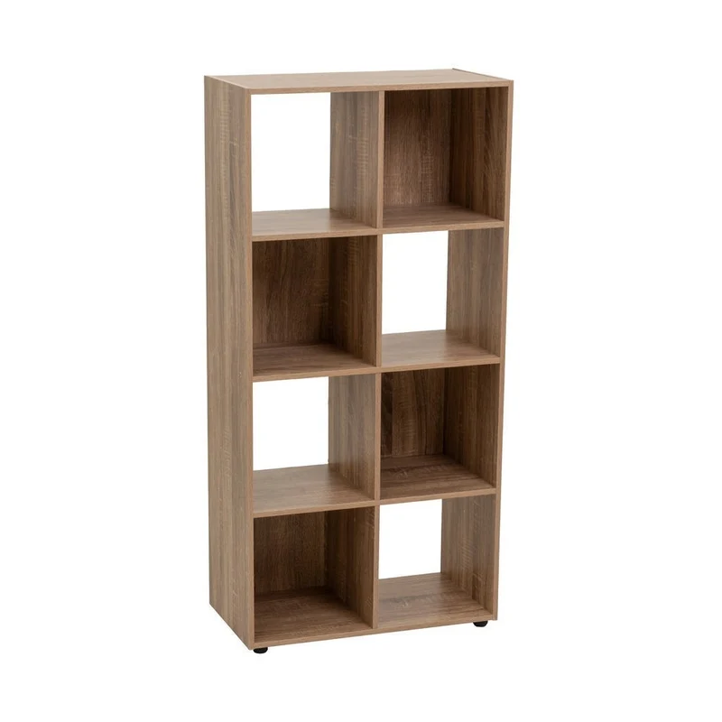 Estantería Cubo con 8 huecos de laminado color roble de 120x60x30 cm