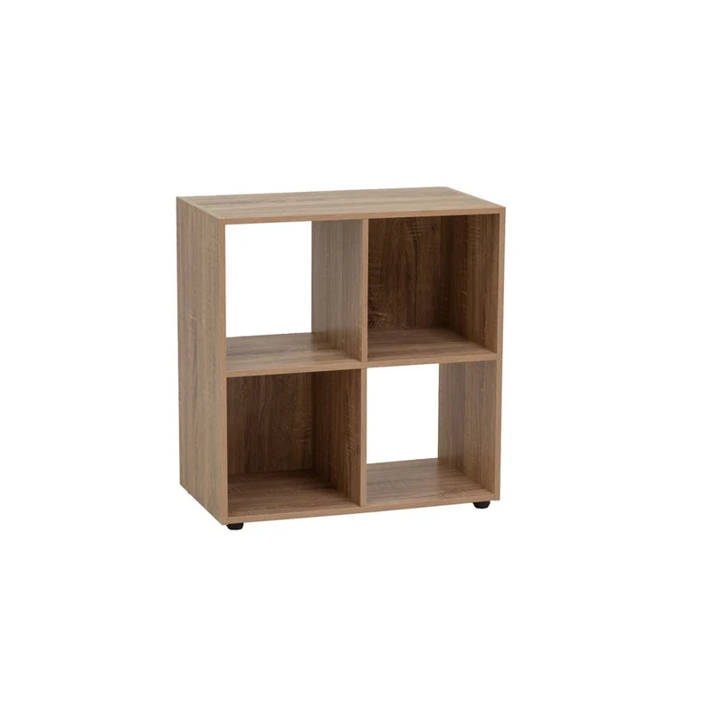 Estantería Cubo con 4 huecos de laminado color roble de 62x60x30 cm