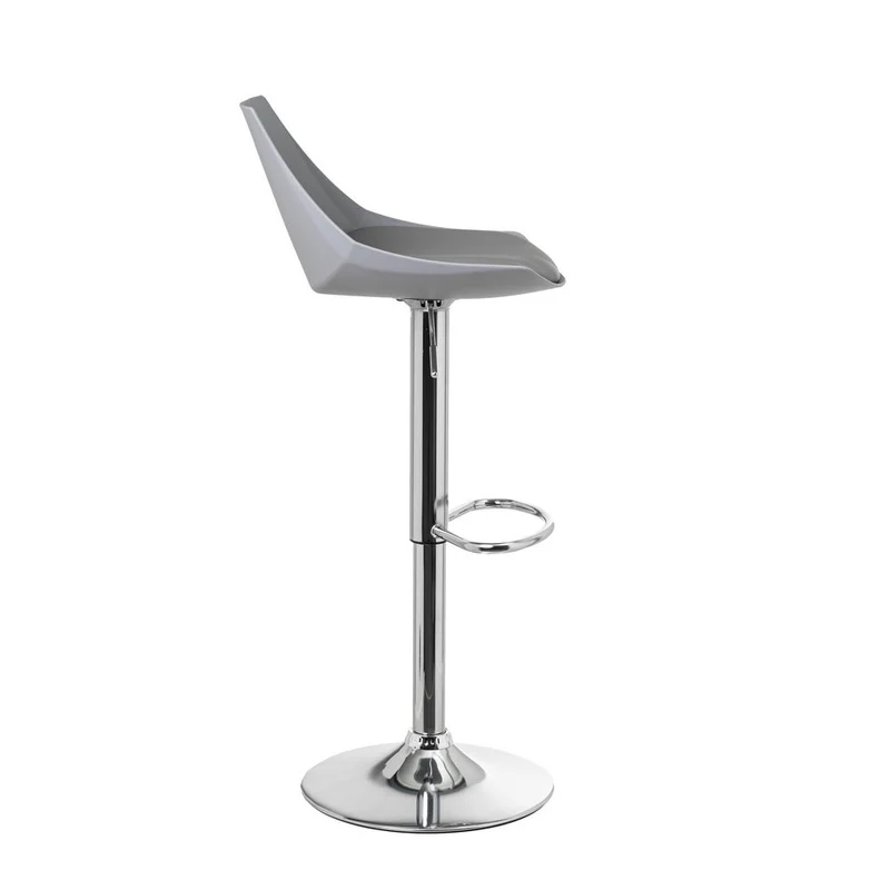 2 taburetes de cocina regulables en altura gris y metal con respaldo alto
