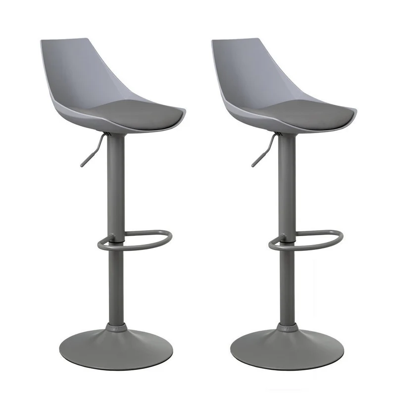 2 taburetes de cocina regulables en altura gris con respaldo alto