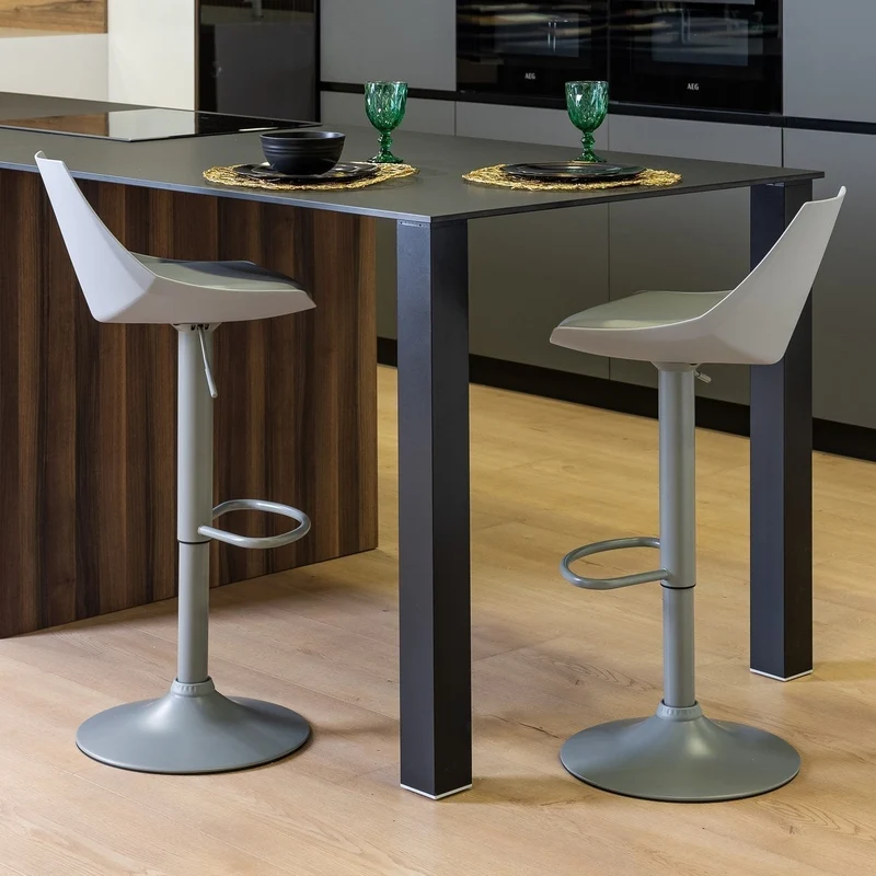 2 taburetes de cocina regulables en altura gris con respaldo alto