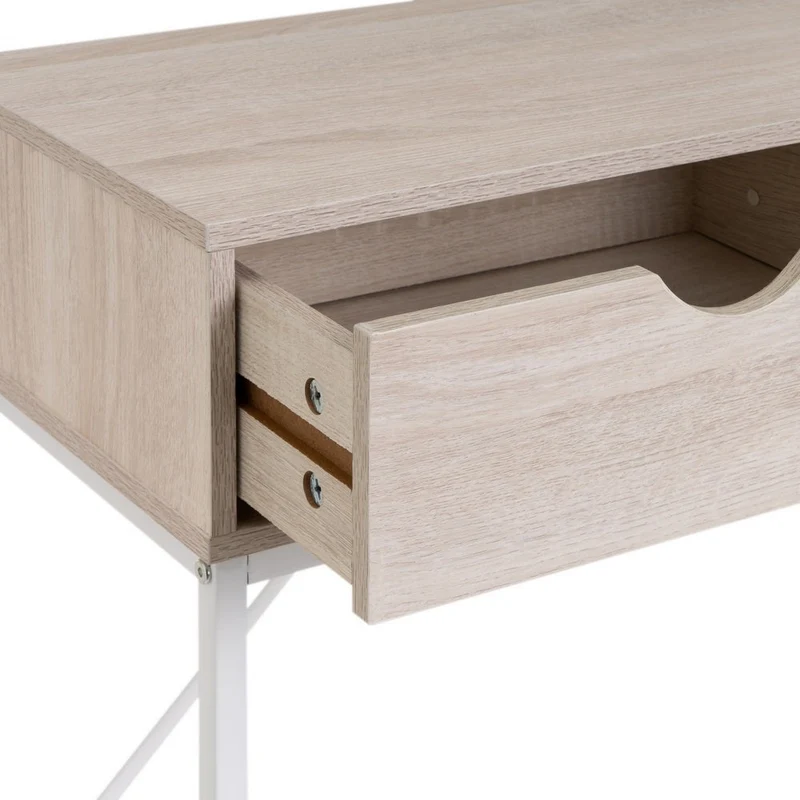Consola recibidor Urban 2 cajones de metal y madera blanco de 80x30x75 cm