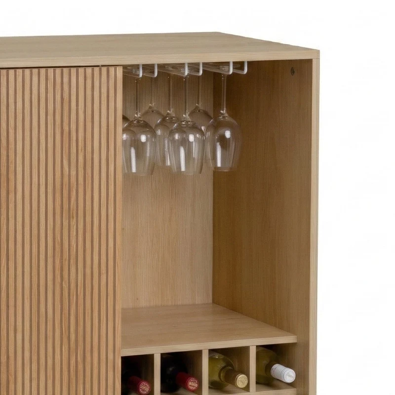 Mueble bar Naroa color roble con 2 puertas correderas 80x40x120cm
