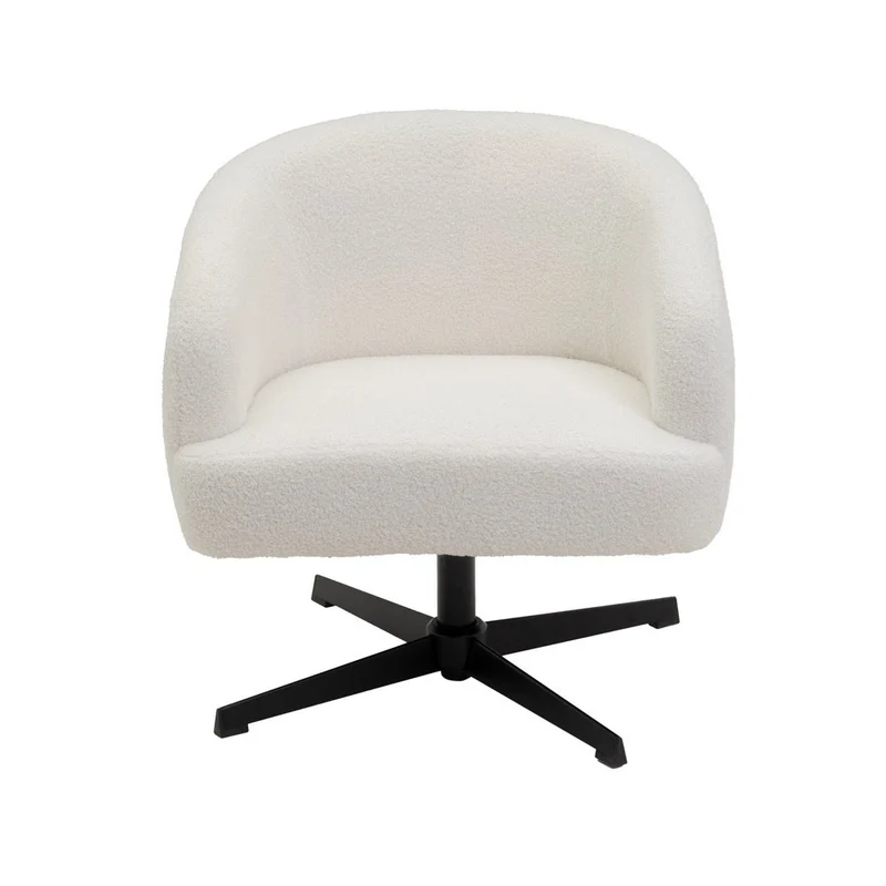Sillón giratorio regulable en altura, tapizado de borreguito color blanco