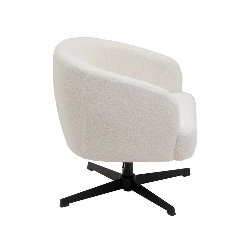 Sillón giratorio regulable en altura, tapizado de borreguito color blanco