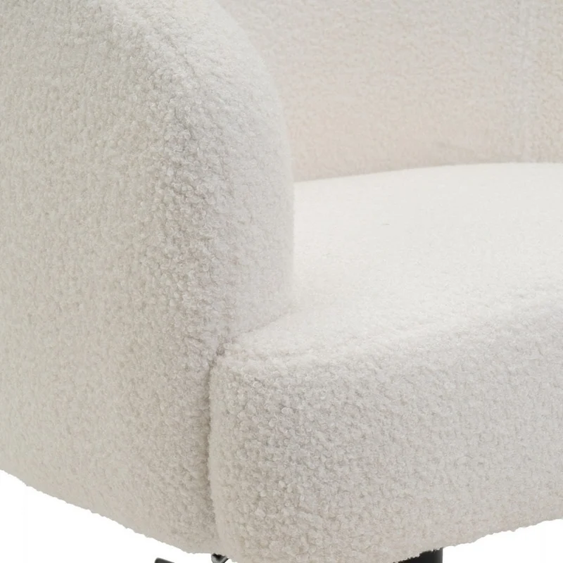 Sillón giratorio regulable en altura, tapizado de borreguito color blanco