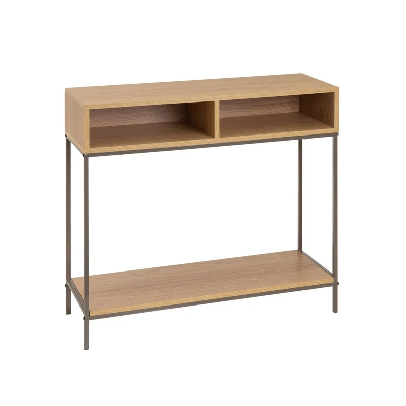 Consola recibidor Urban de metal gris y madera beige de 80x30x75 cm