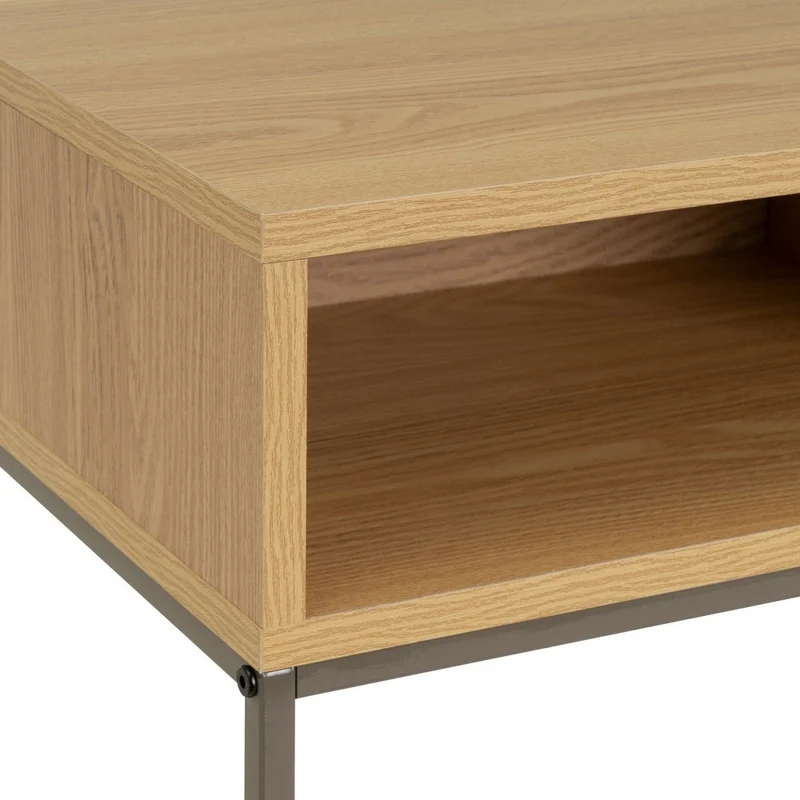 Consola recibidor Urban de metal gris y madera beige de 80x30x75 cm