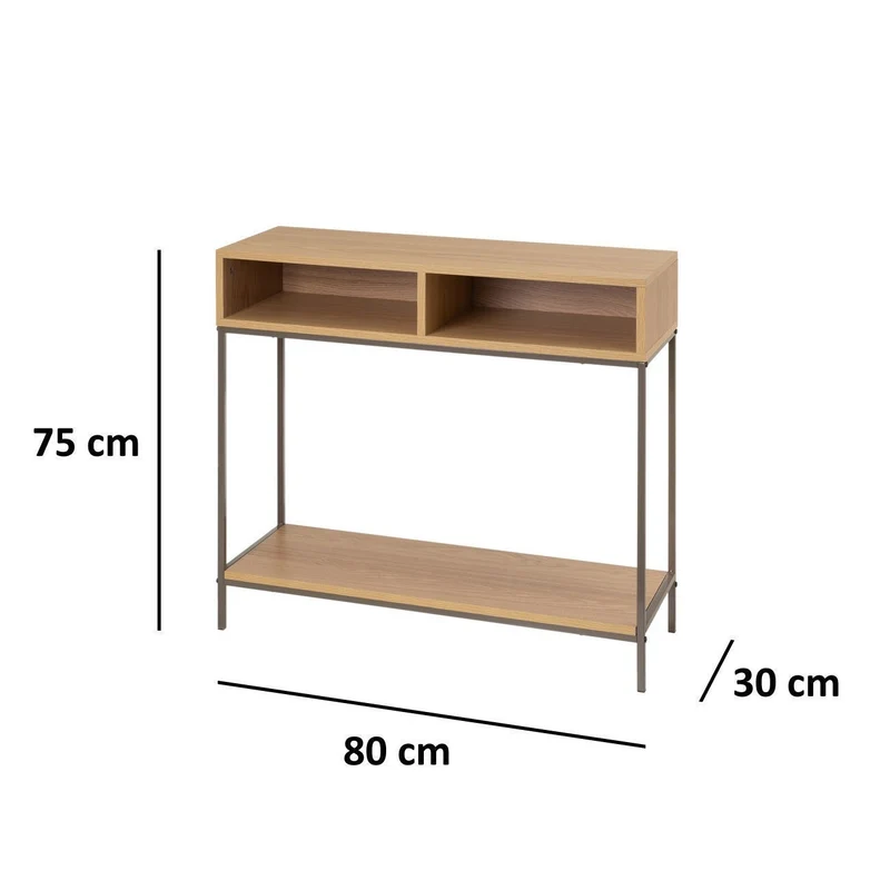 Consola recibidor Urban de metal gris y madera beige de 80x30x75 cm