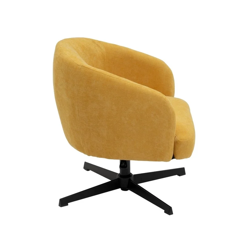 Sillón giratorio regulable de chenilla amarillo mostaza con patas en cruz