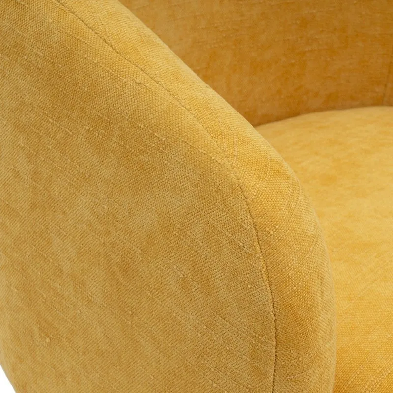 Sillón giratorio regulable de chenilla amarillo mostaza con patas en cruz
