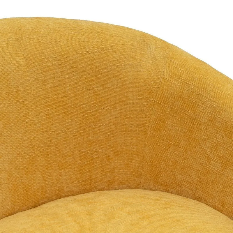 Sillón giratorio regulable de chenilla amarillo mostaza con patas en cruz