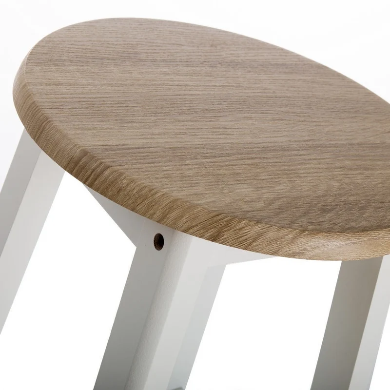 Pack de 2 taburetes de cocina de madera blanco y natural de 54 cm