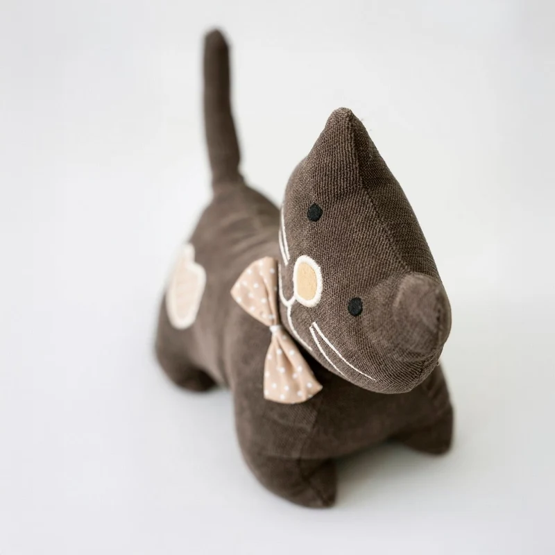 Set de 2 topes de puerta con forma de gatos beige y marrón de 27 cm y 14 kg