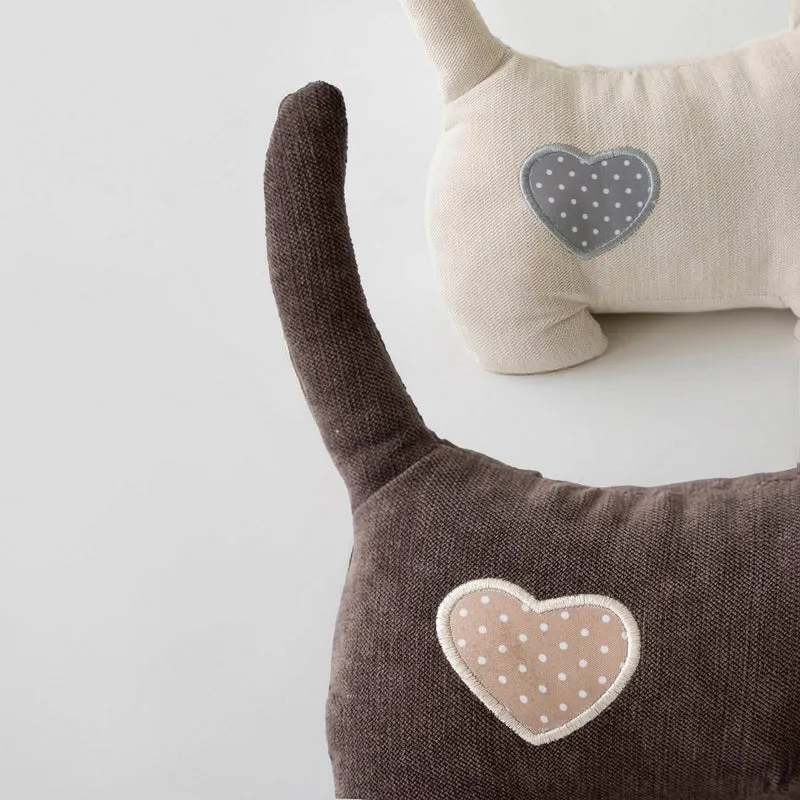 Set de 2 topes de puerta con forma de gatos beige y marrón de 27 cm y 14 kg