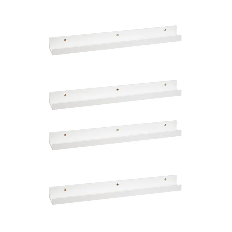 4 estantes flotantes de pared de madera blanca para cuadros de 60x9,5x5 cm