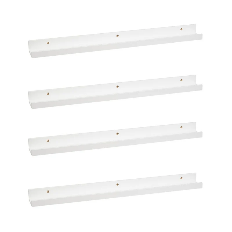 4 estantes flotantes de pared de madera blanca para cuadros de 80x9,5x5 cm