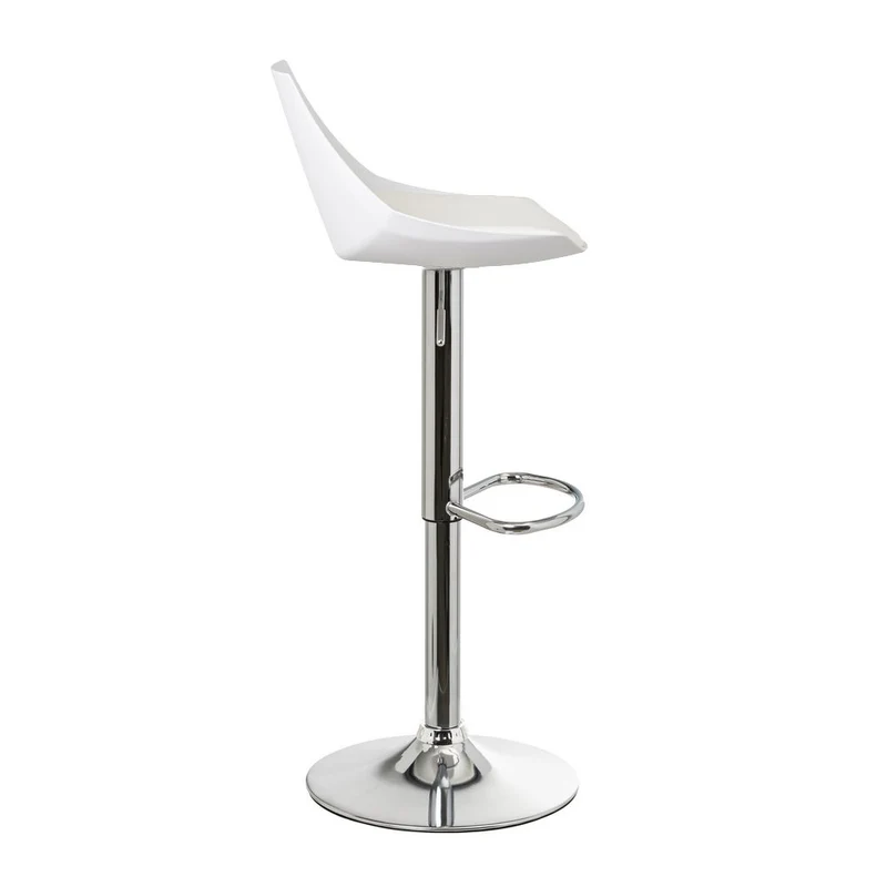 Taburete de cocina regulable en altura blanco y metal con respaldo alto