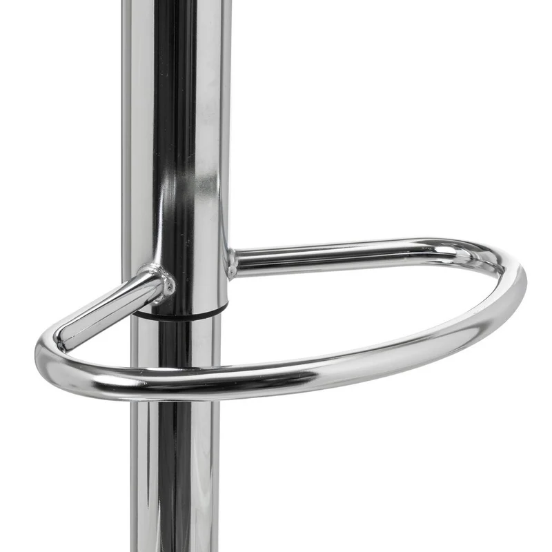 Taburete de cocina regulable en altura blanco y metal con respaldo alto