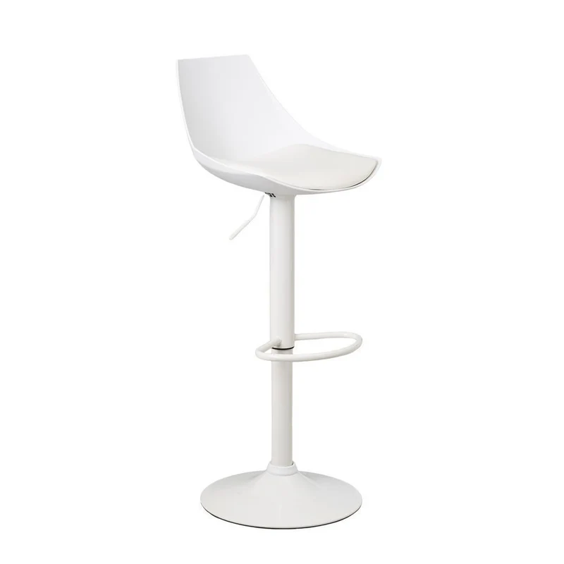 Taburete alto de cocina regulable en altura blanco con respaldo alto