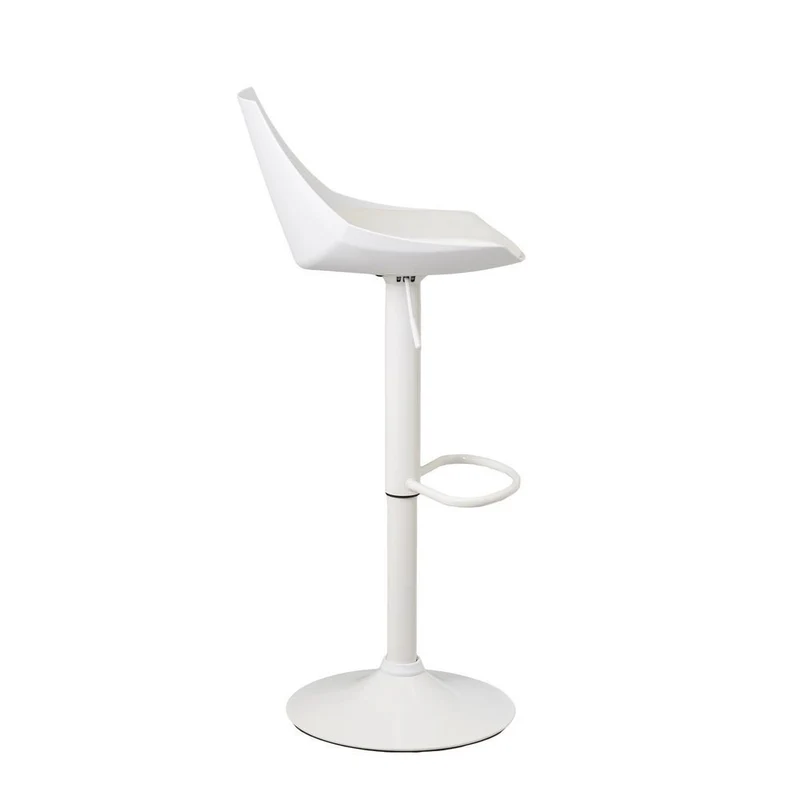 Taburete alto de cocina regulable en altura blanco con respaldo alto