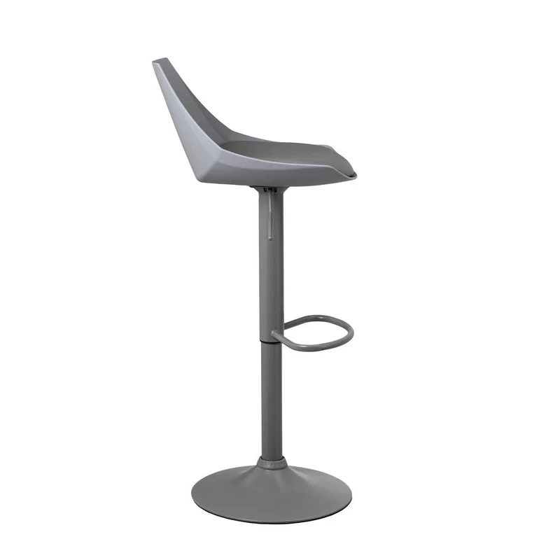 Taburete alto de cocina regulable en altura gris con respaldo alto