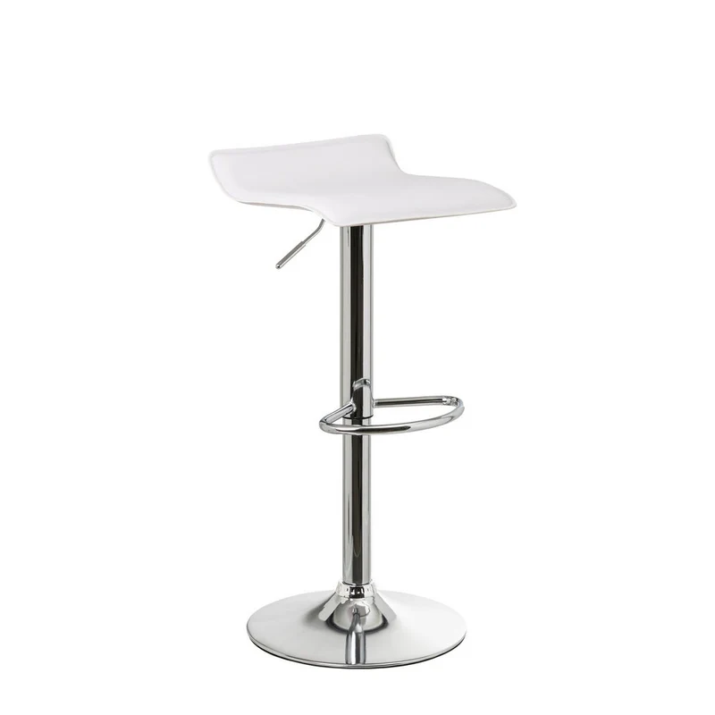 Taburete alto de cocina regulable en altura blanco cuadrado sin respaldo
