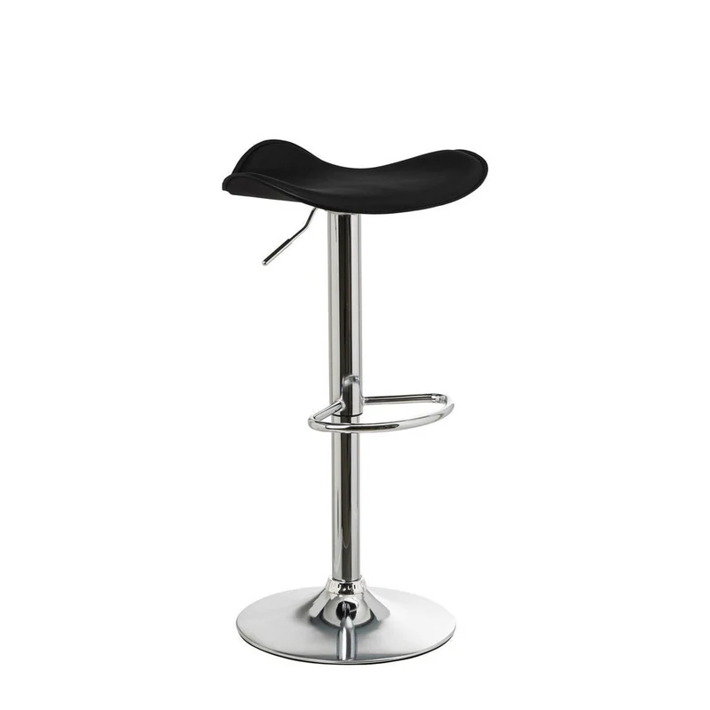 Taburete alto de cocina regulable en altura negro redondo sin respaldo