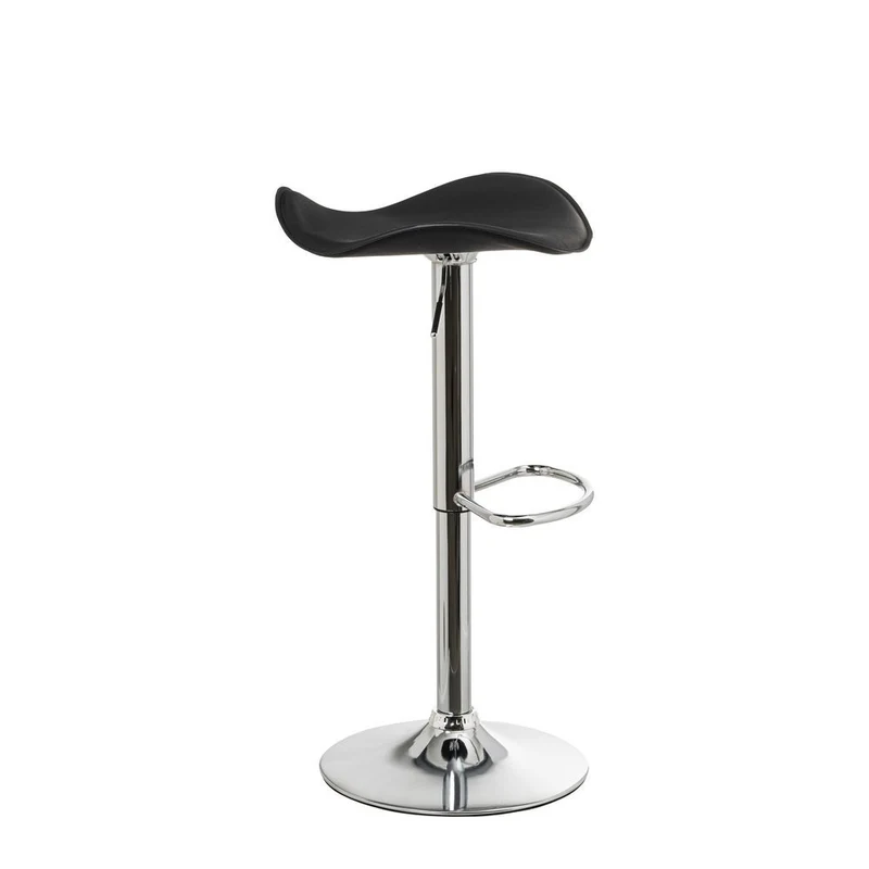 Taburete alto de cocina regulable en altura negro redondo sin respaldo