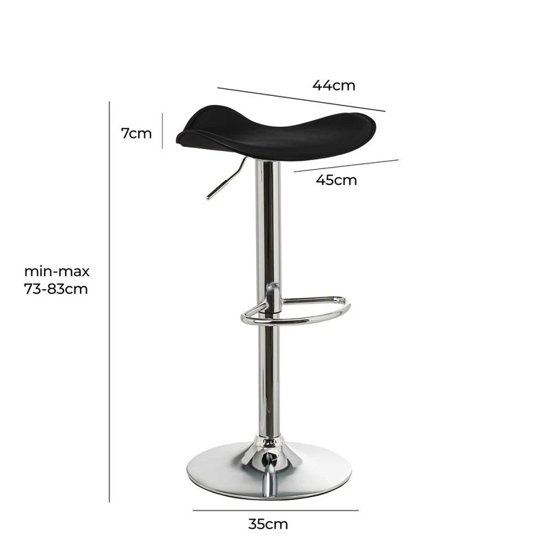 Taburete alto de cocina regulable en altura negro redondo sin respaldo