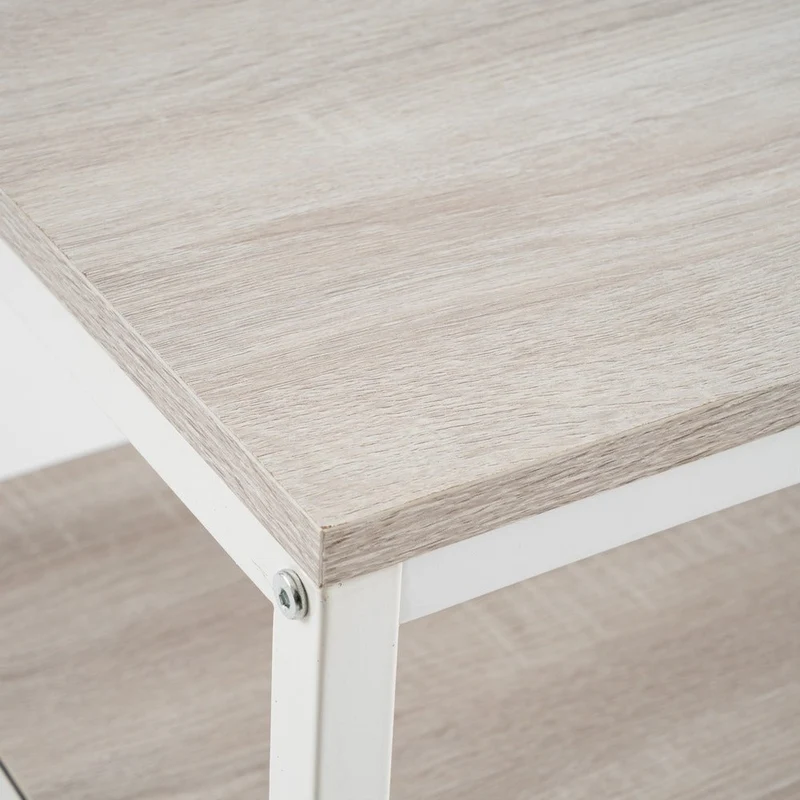 Mueble de TV de acero y tablero blanco y natural de 120x39x57 cm
