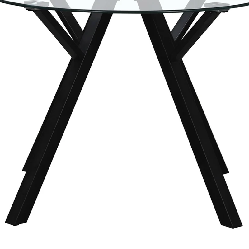 Mesa redonda de cristal templado y metal negro de 100 cm de diámetro