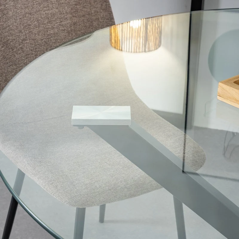 Mesa de cristal templado y cruceta de metal negra de 120 cm de diámetro