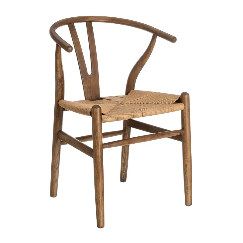 2 sillas de comedor Ming de madera de olmo marrón oscuro
