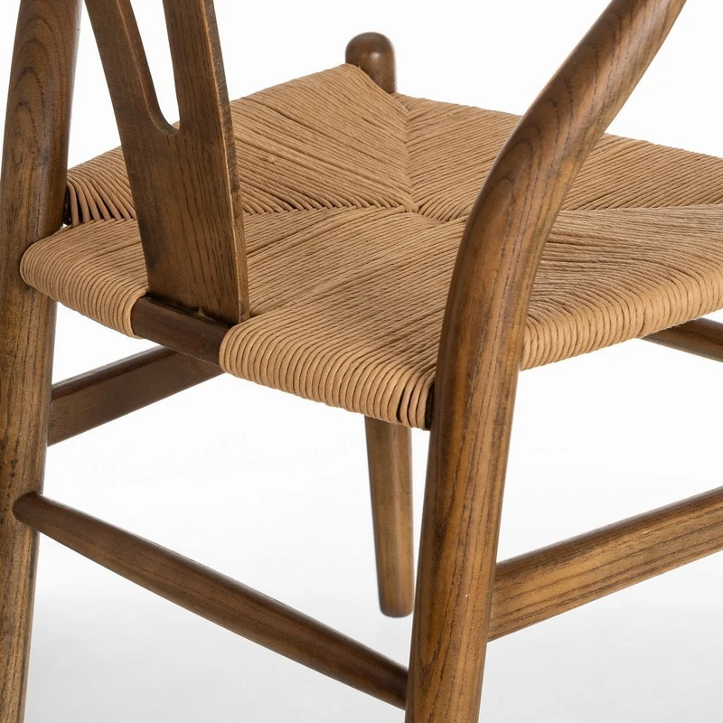 2 sillas de comedor Ming de madera de olmo marrón oscuro