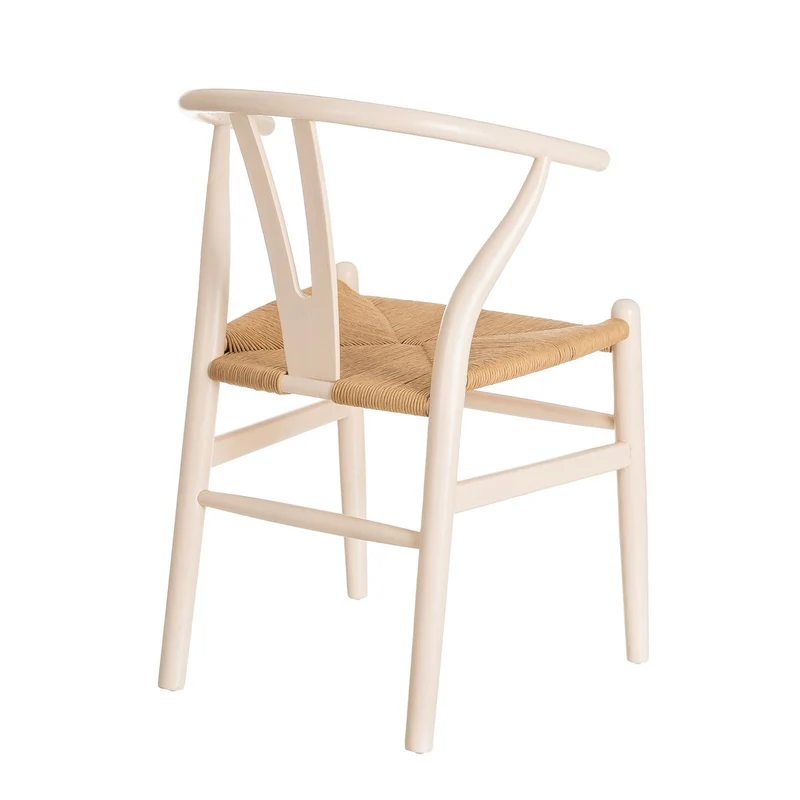 2 sillas de comedor Ming en madera olmo blanco y asiento cuerda
