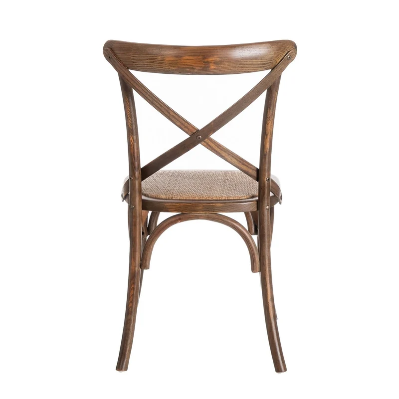 4 sillas comedor Aspas de madera de olmo marrón oscuro y asiento de ratán