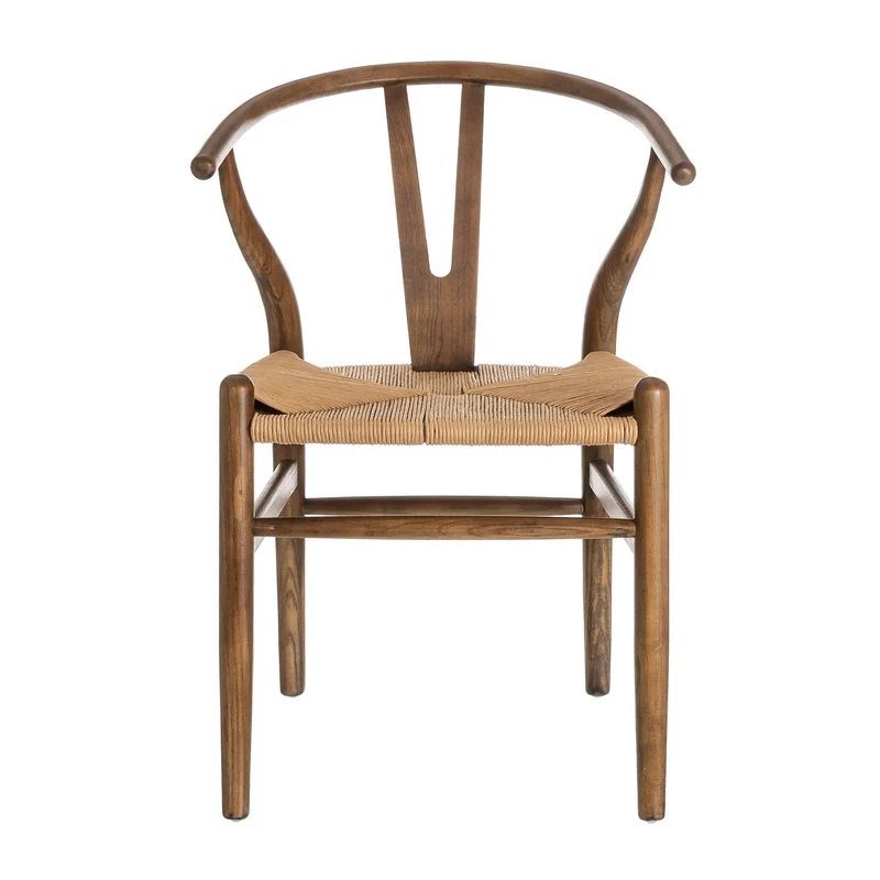 4 sillas de comedor Ming de madera de olmo marrón oscuro