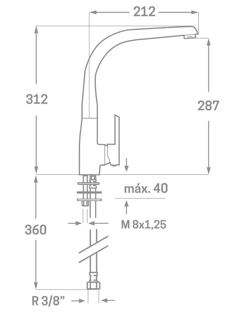 Monomando fregadero vertical Arvet
