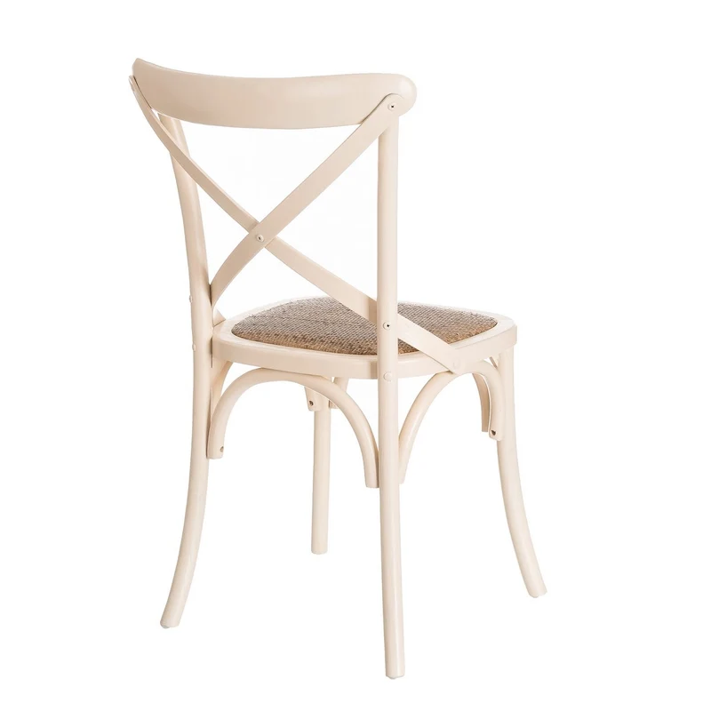 Silla de comedor Aspas de madera de olmo blanco y asiento de ratán