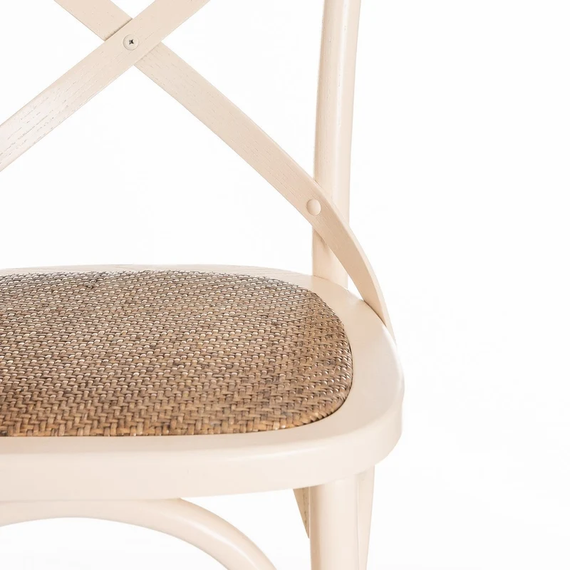 Silla de comedor Aspas de madera de olmo blanco y asiento de ratán