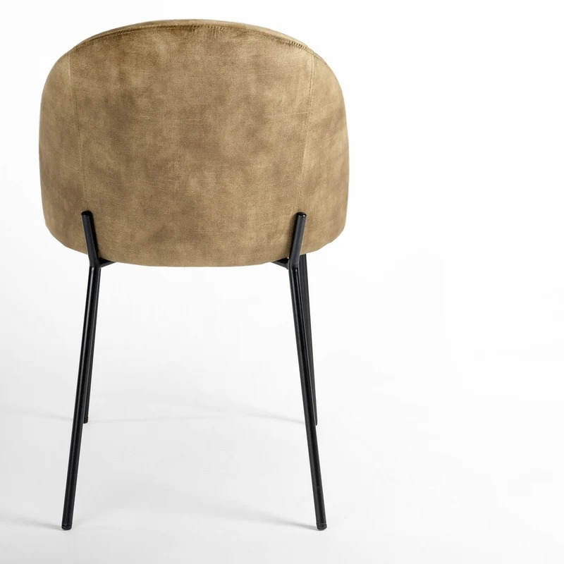 Silla Gina Ovalo de terciopelo verde con patas niveladoras negras