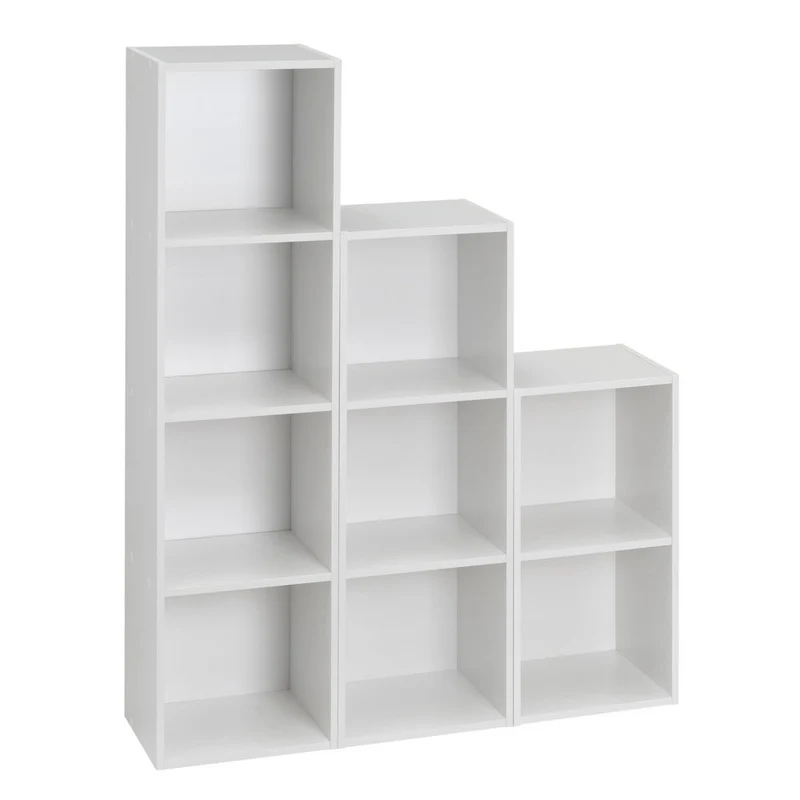 Estantería Cubo con 2 baldas de madera laminada blanca de 54x30x24 cm