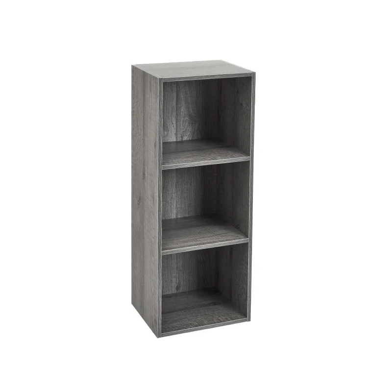 Estantería Cubo con 3 baldas de madera laminada color gris de 80x30x24 cm