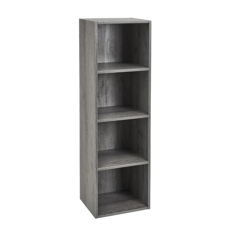 Estantería Cubo con 4 baldas de madera laminada color gris de 106x30x24 cm