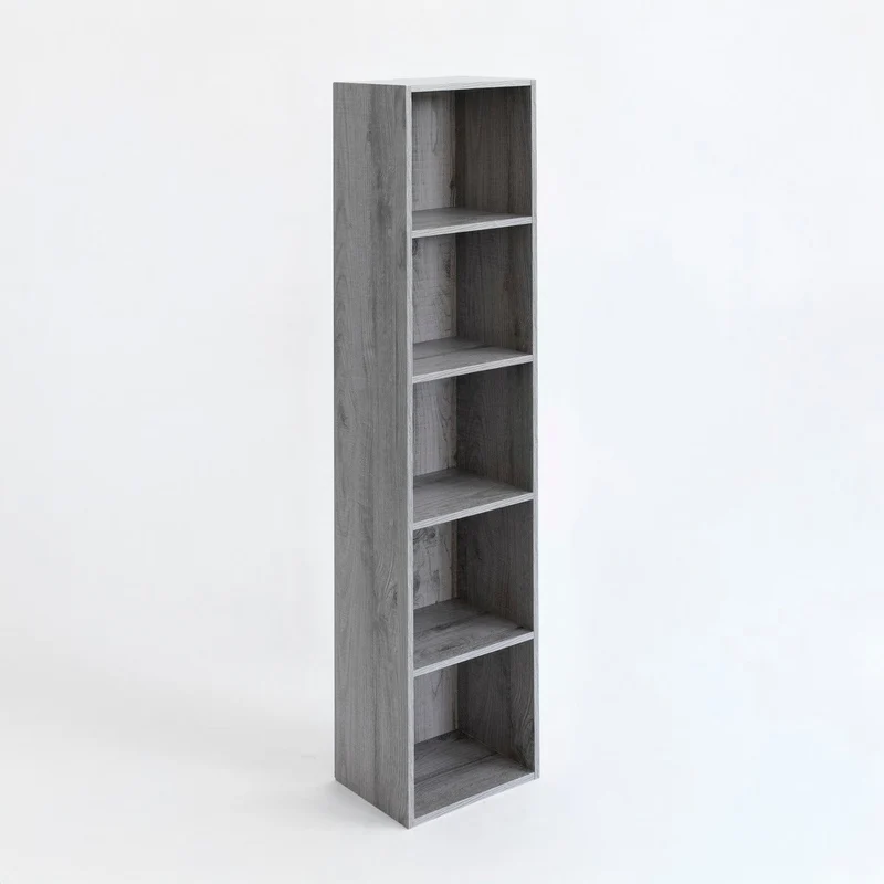 Estantería Cubo con 5 baldas de madera laminada color gris de 132x30x24 cm