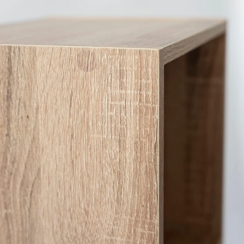 Estantería Cubo con 2 baldas de madera laminada color roble de 54x30x24 cm